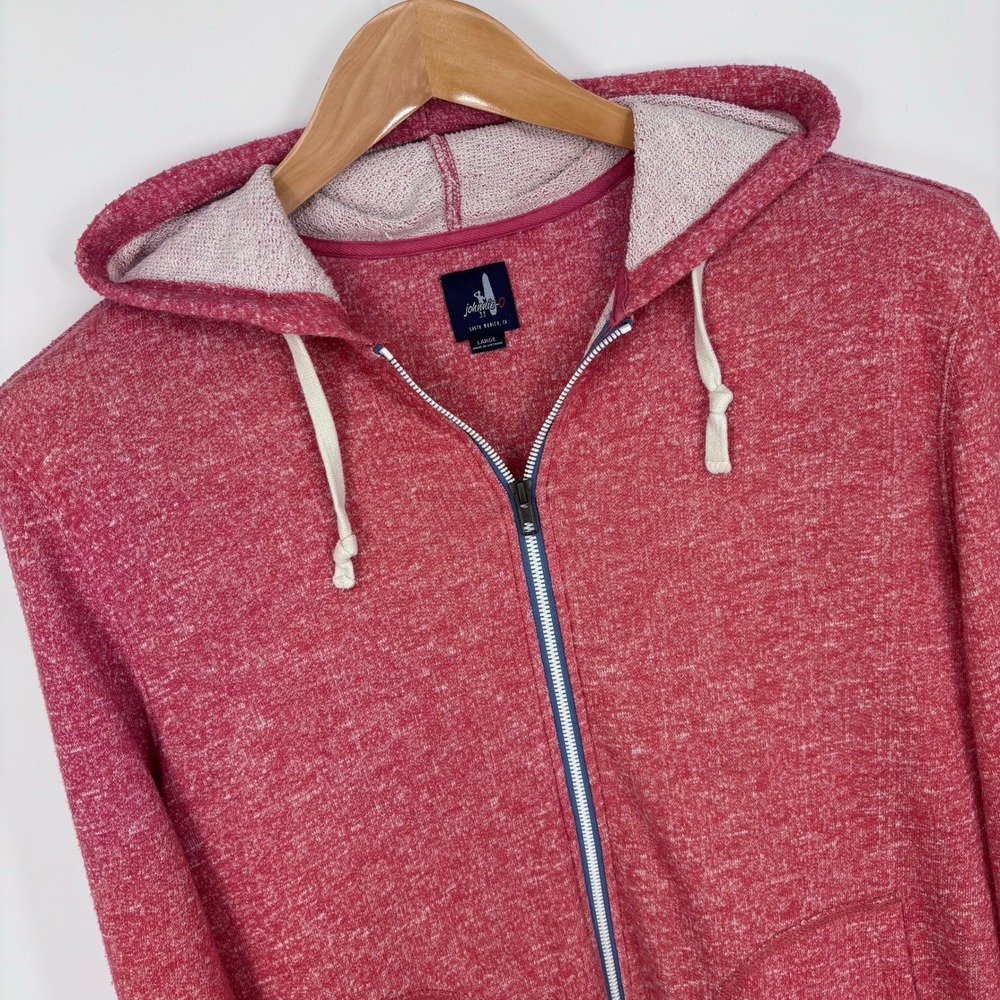 johnnie-O Full Zip Hoodie Mens L Malibu Red Sweatshirt Coastal McCabe Preppy